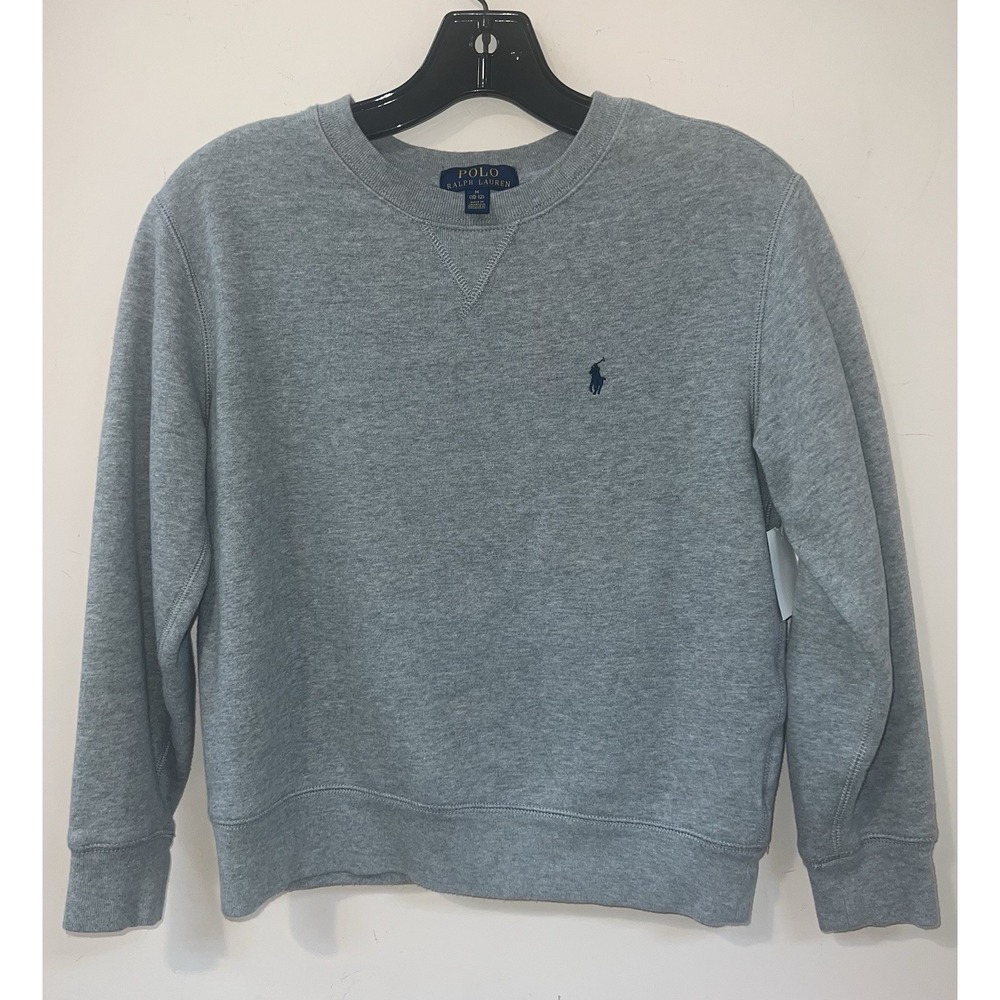 Polo Ralph Lauren Sweatshirt Boys M 10-12 Grey Fleece Pullover Logo Classic